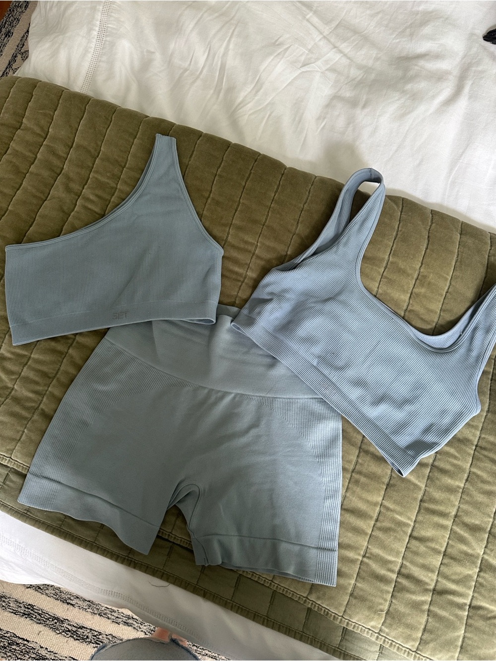SET Active Seamless Light Blue Ribbed Bra - Picture 2 of 4